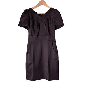Laila Azhar Dress V neck Short Sleeve Pockets Back Zip 4 Cocktail Party LBD